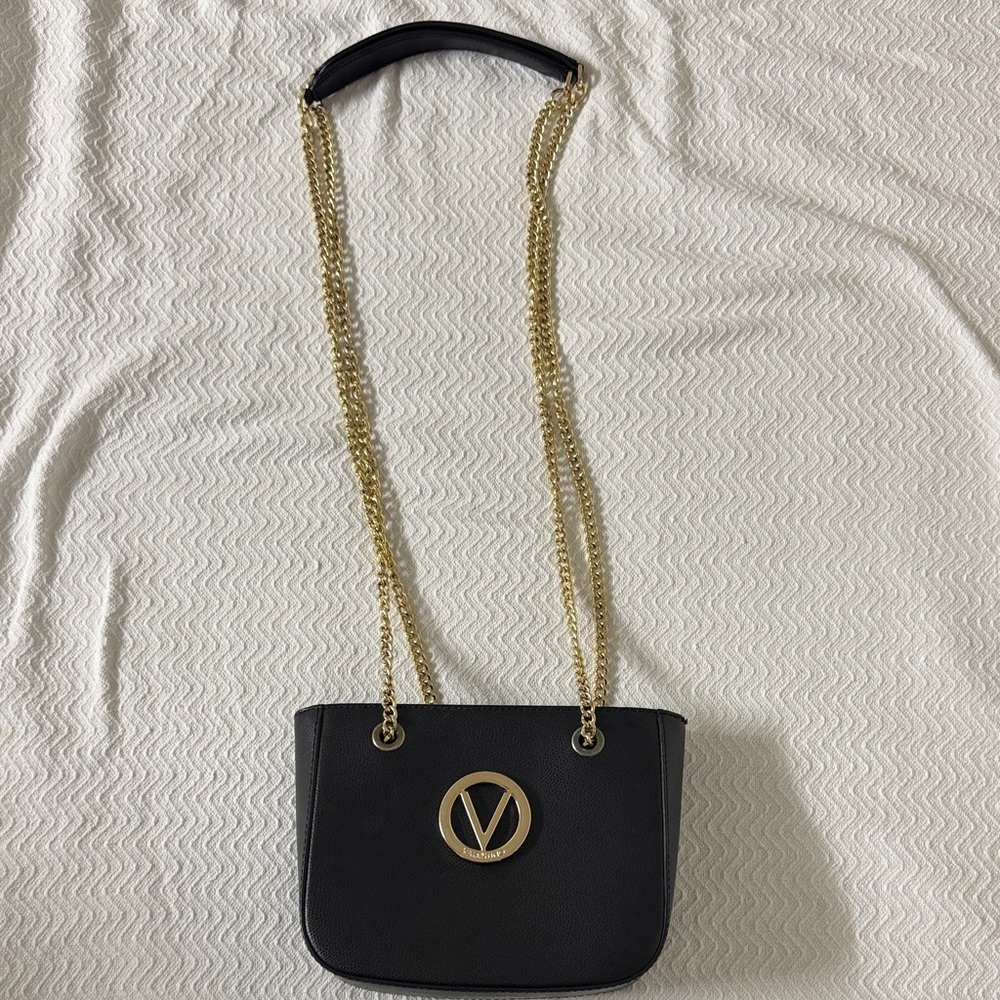 Valentino Black Shoulder Bag with Gold Accents